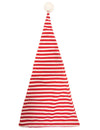 Bonnet de nuit rayé avec pompon pour adulte rouge et blanc
