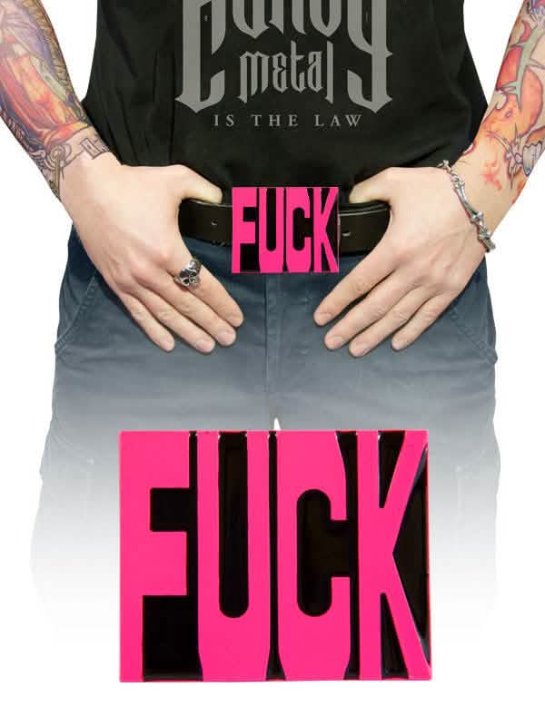 Boucle de ceinture Fuck pour adulte rose et noir