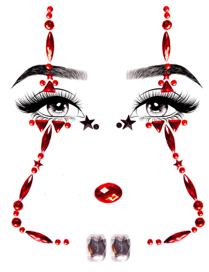 Glanzvolle-Glitzersteine Halloween-Make-up für Damen rot