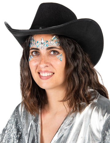 Bílé a modré krystalové samolepicí šperky na obličej