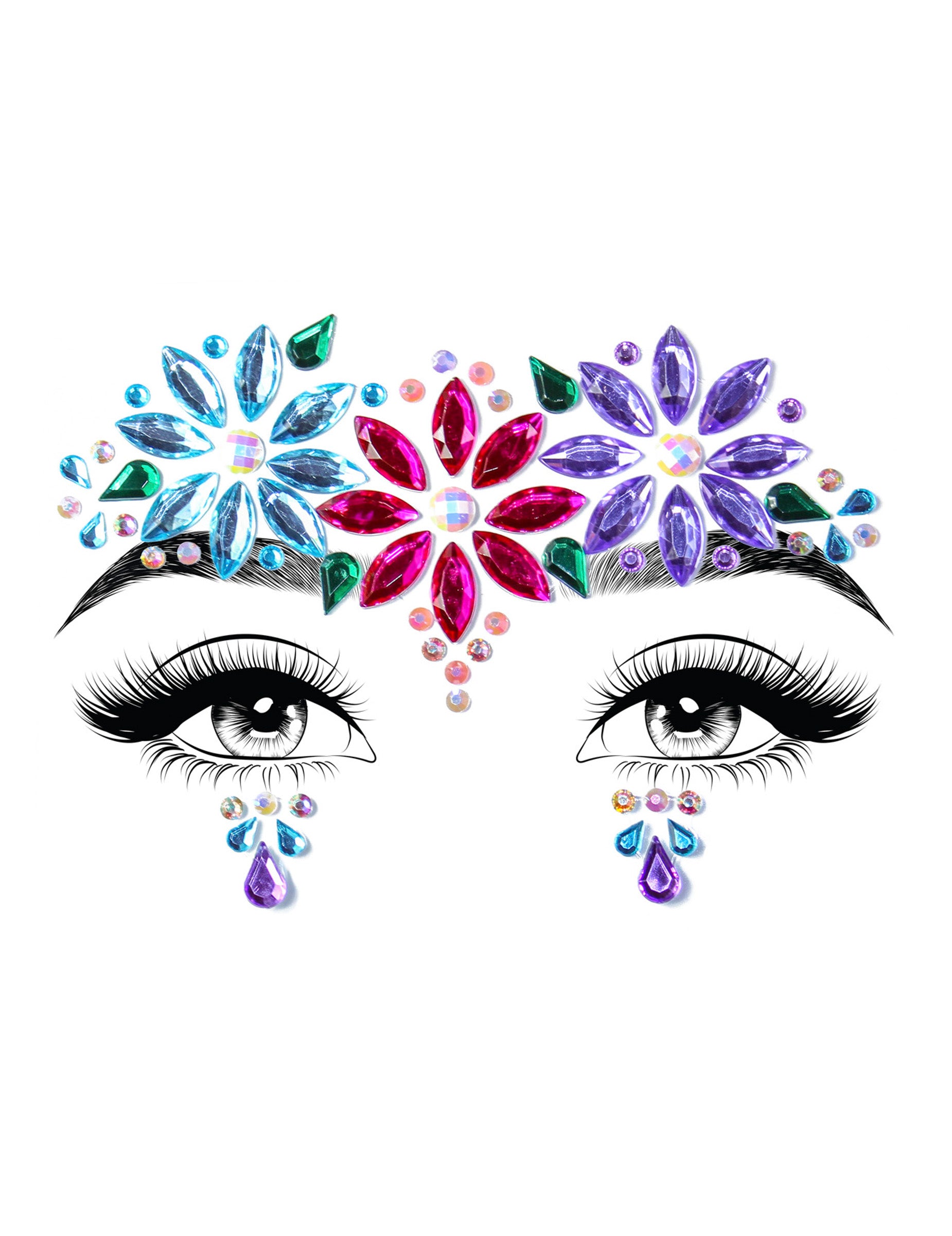 Bijoux pour visage adhésifs dahlia pour femme multicolores