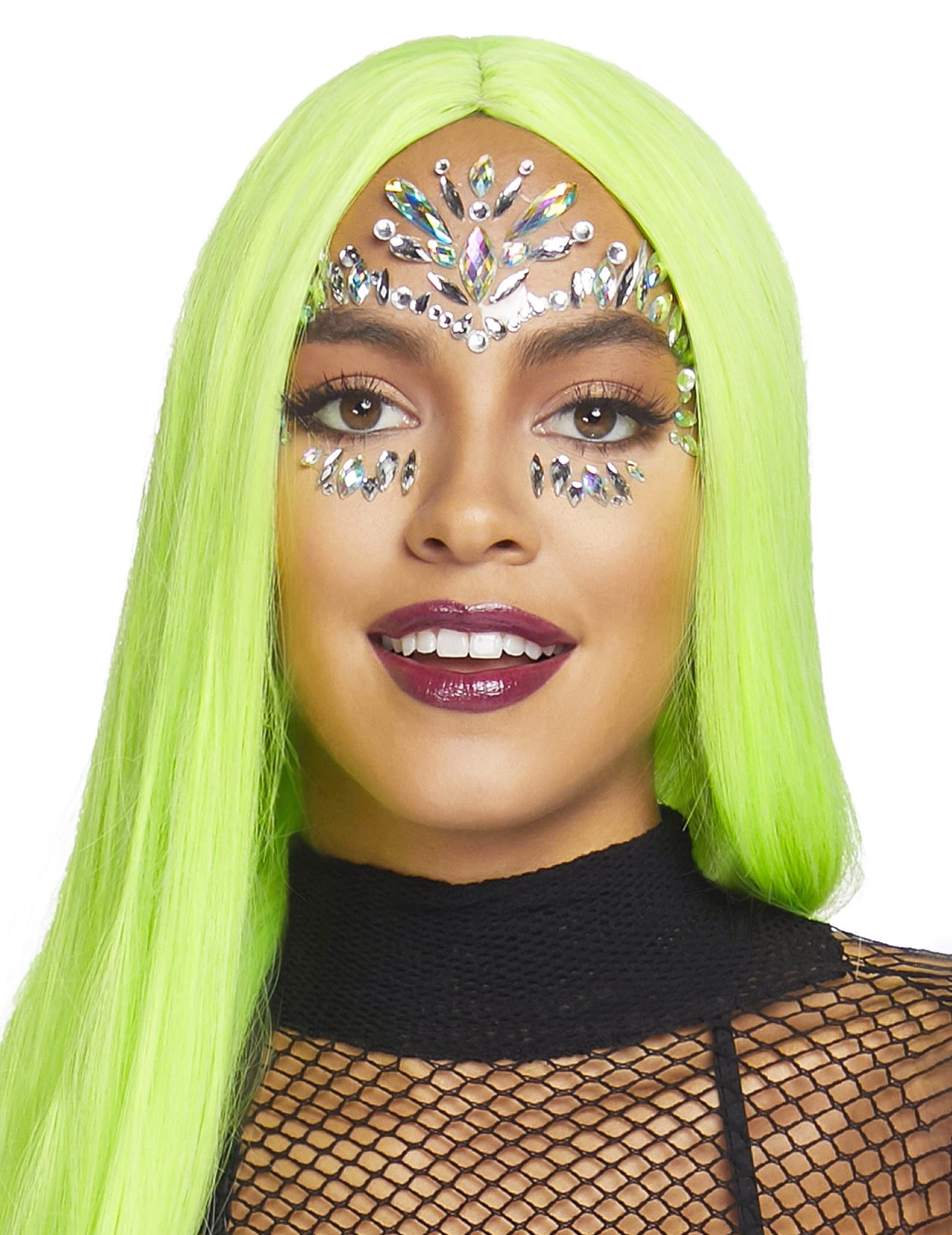 Bijoux pour visage adhésifs iris pour femme multicolores brillants