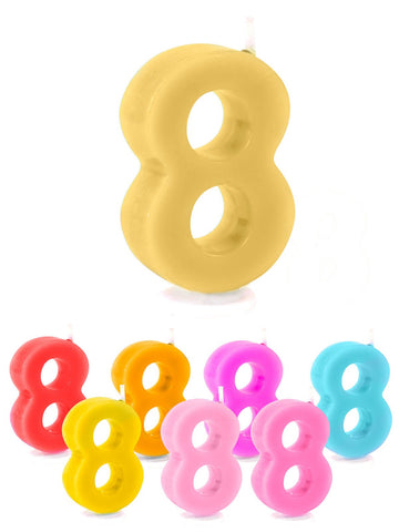 Narozeninová svíčka číslo 8 na dort, vícebarevná, 6 cm 