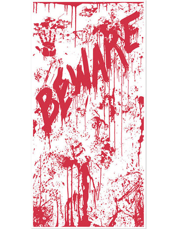 Krvavá dveřní dekorace BEWARE 76 x 152 cm 