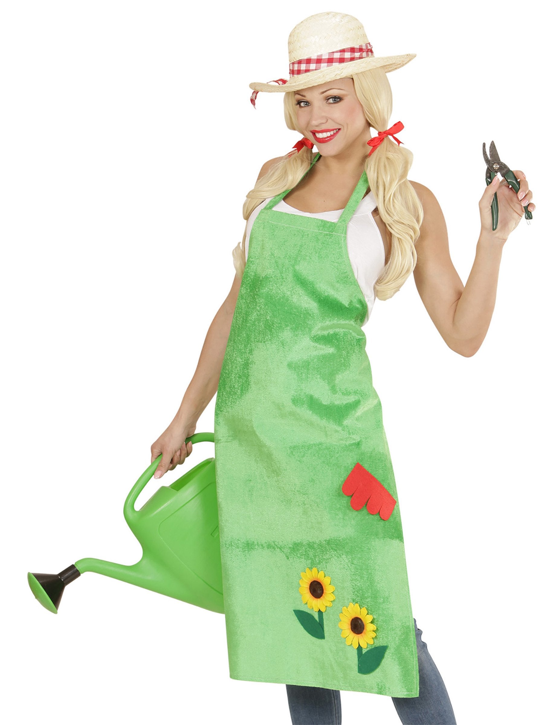 Mise en situation avec accessoires de la blouse de jardinier pour adulte