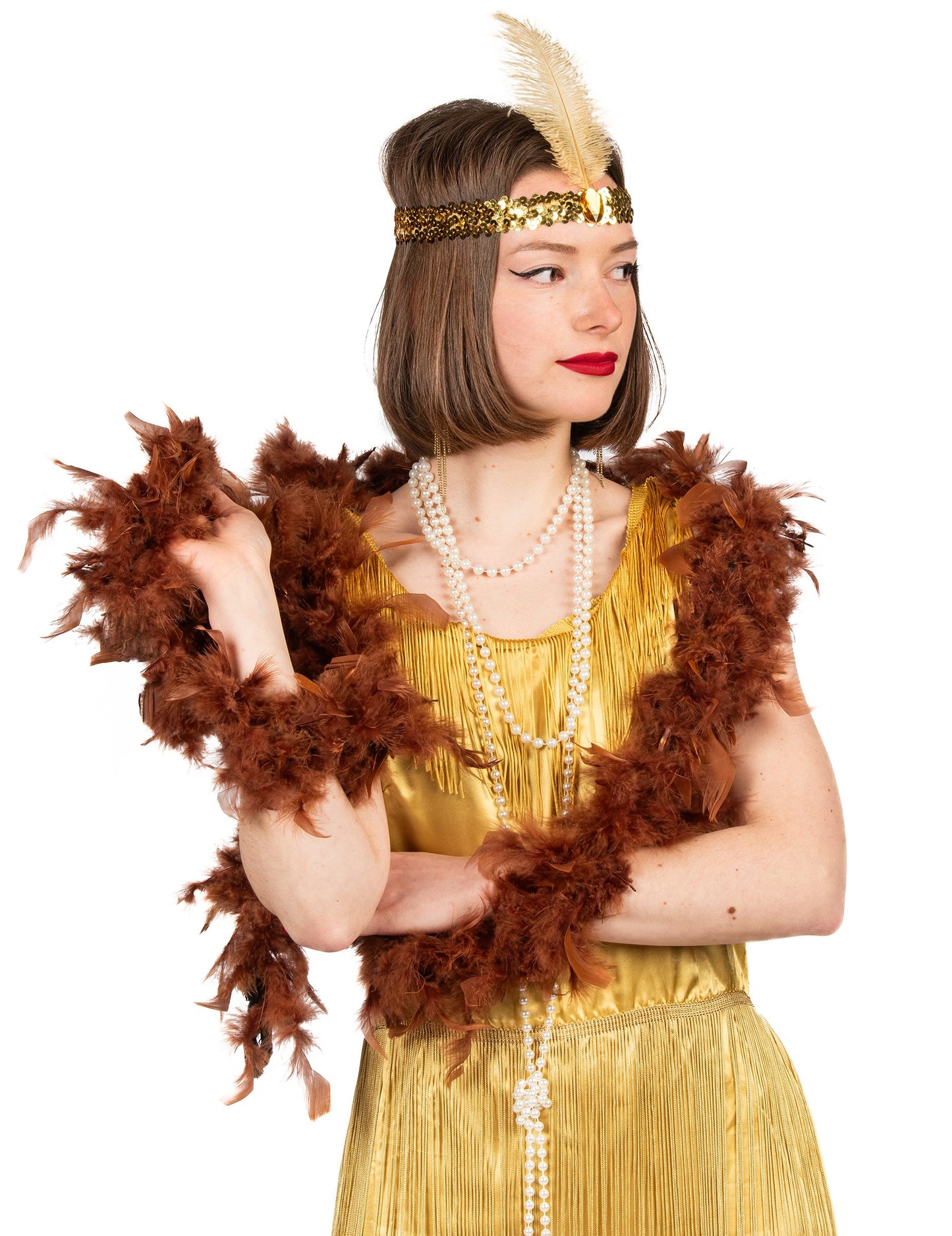 Hnědý péřový boa pro ženy 40g