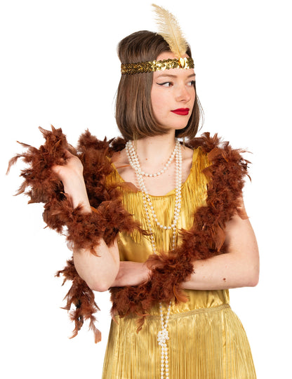 Hnědý péřový boa pro ženy 40g