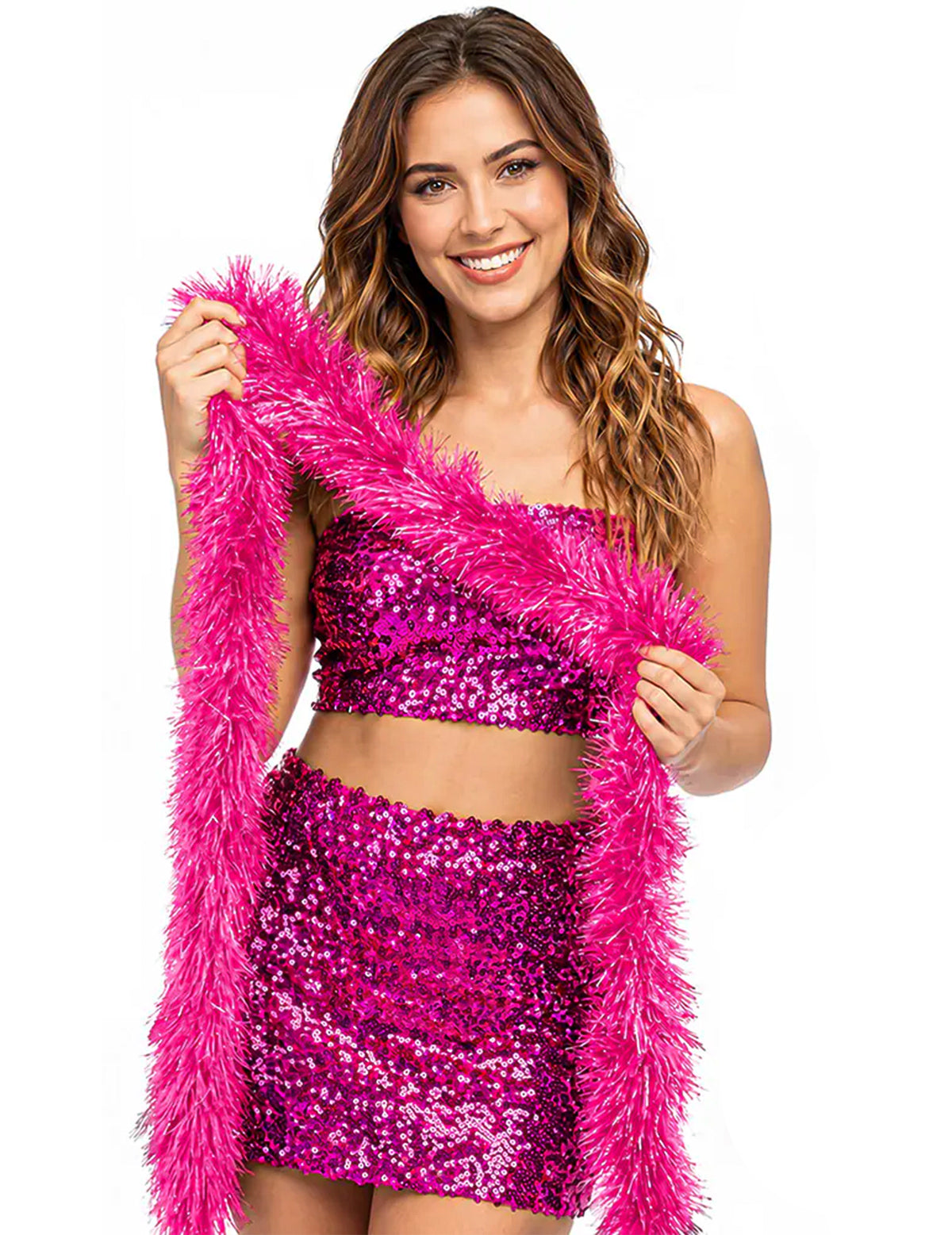 Sytě růžové boa s chlupem 60g