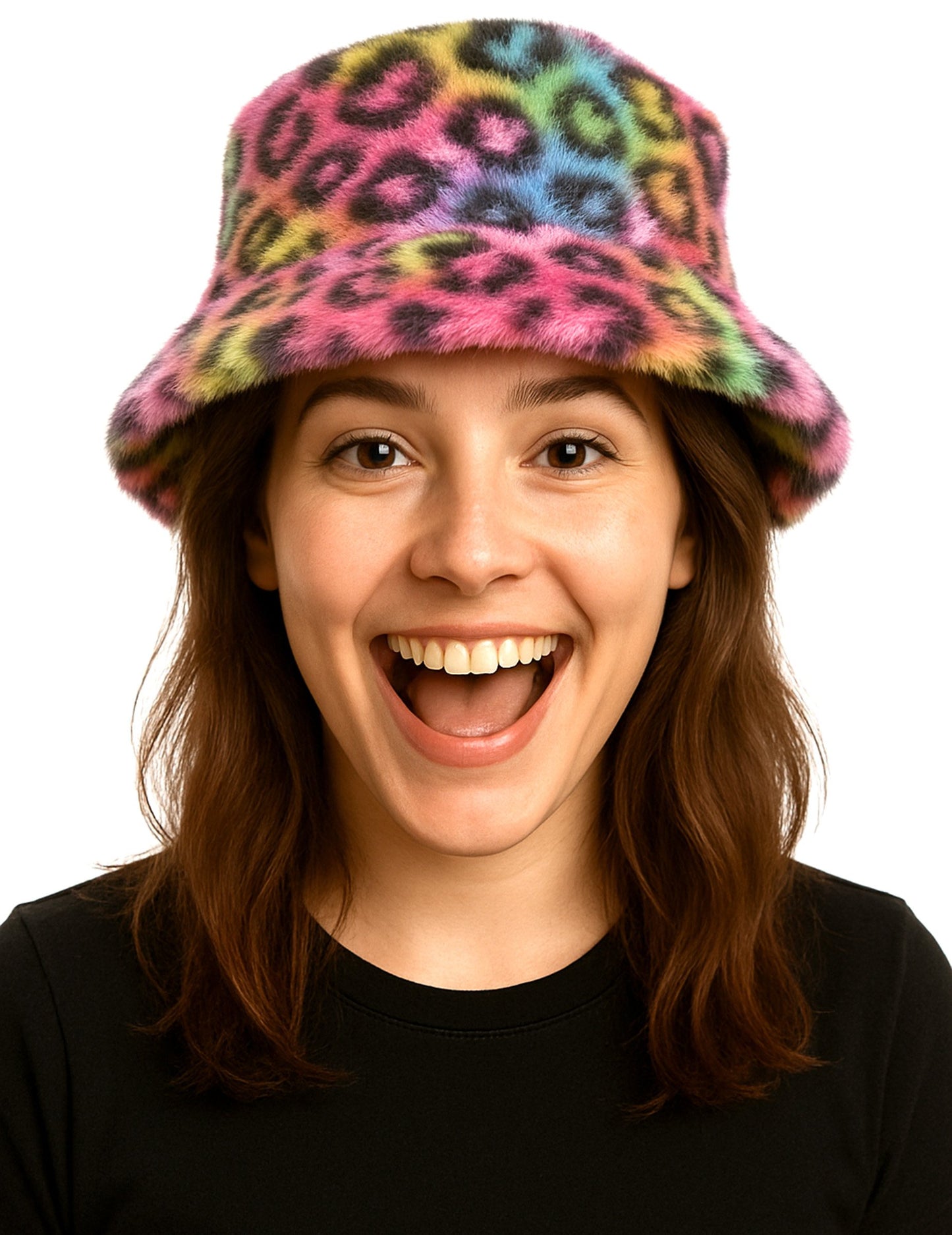 Plyšový klobouk s leopardím vzorem v multibarevném provedení 