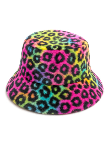 Plyšový klobouk s leopardím vzorem v multibarevném provedení 