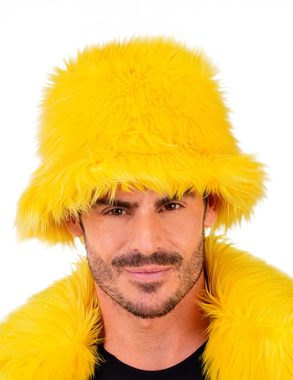 Klobouk z žlutých chlupů pro dospělé 