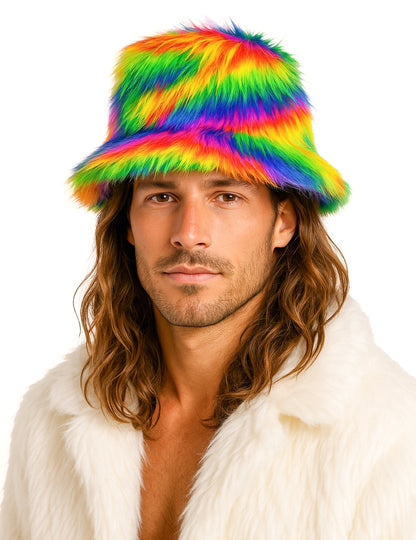 Klobouk z vícebarevných chlupů pro dospělé 