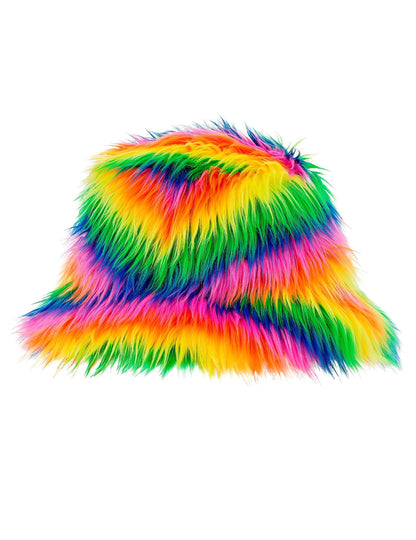 Klobouk z vícebarevných chlupů pro dospělé 