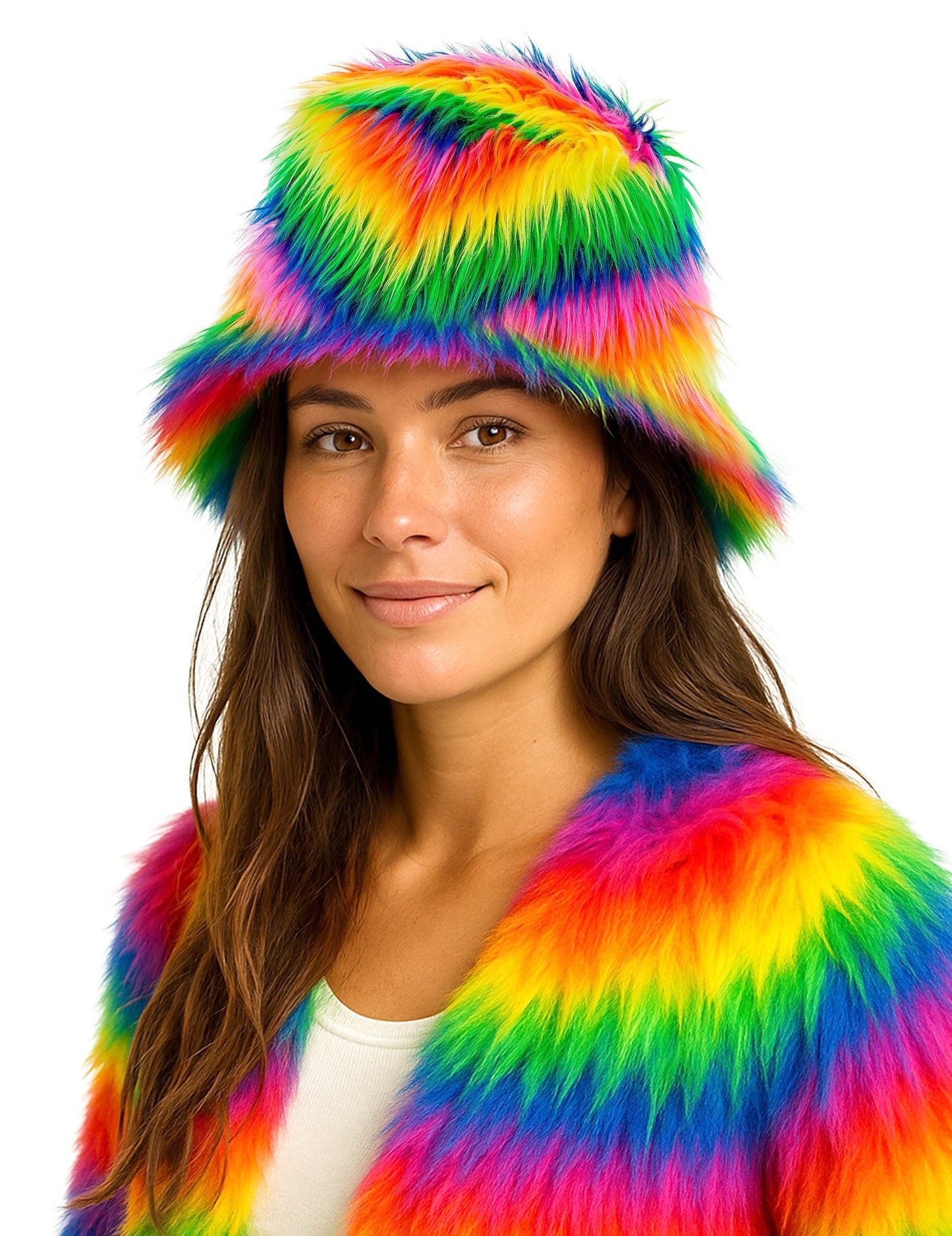 Klobouk z vícebarevných chlupů pro dospělé 