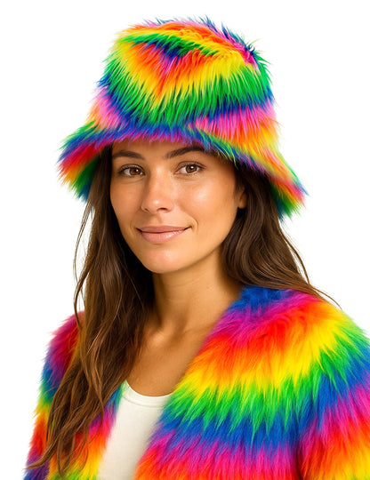 Klobouk z vícebarevných chlupů pro dospělé 