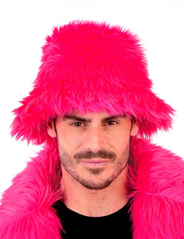 Neonpinker Fischerhut Fell für Erwachsene