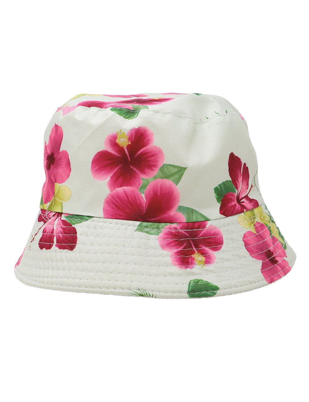 Vue de face du bob imprimé fleurs Hawaï