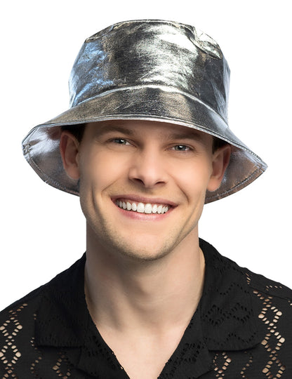 Stříbrný kovový klobouk pro dospělé