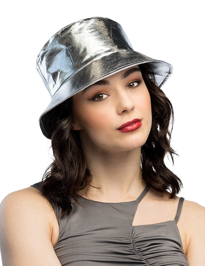 Stříbrný kovový klobouk pro dospělé