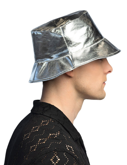 Stříbrný kovový klobouk pro dospělé