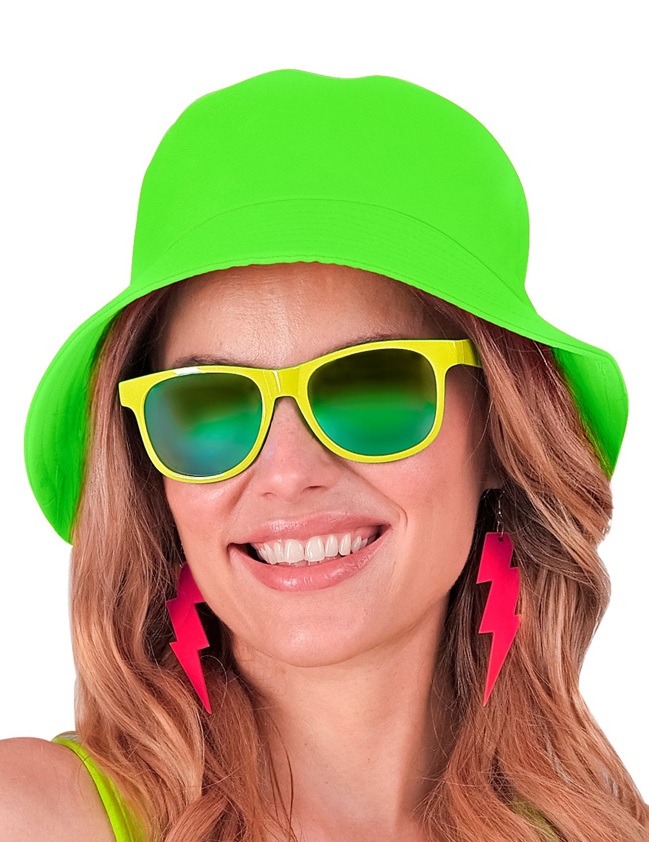 Gros plan du bob vert fluo pour adulte