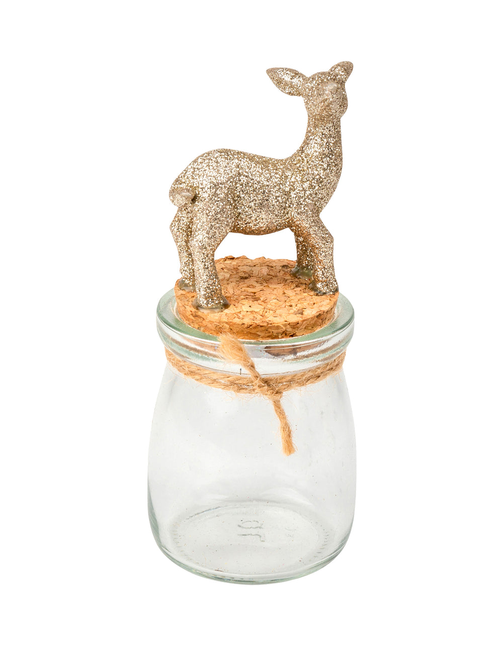 Bocal en verre faon à paillettes pour déco de Noël doré avec bouchon liège
