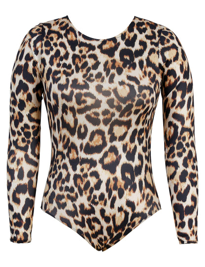 Dámské leopardí body s dlouhými rukávy 