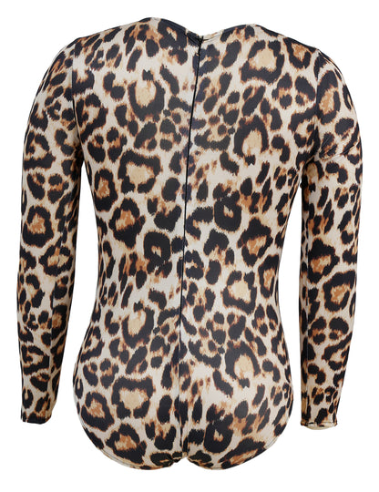 Dámské leopardí body s dlouhými rukávy 