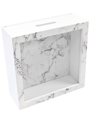 Dřevěná schránka na vzkazy s bílým mramorovým efektem 18 x 7 cm na svatbu