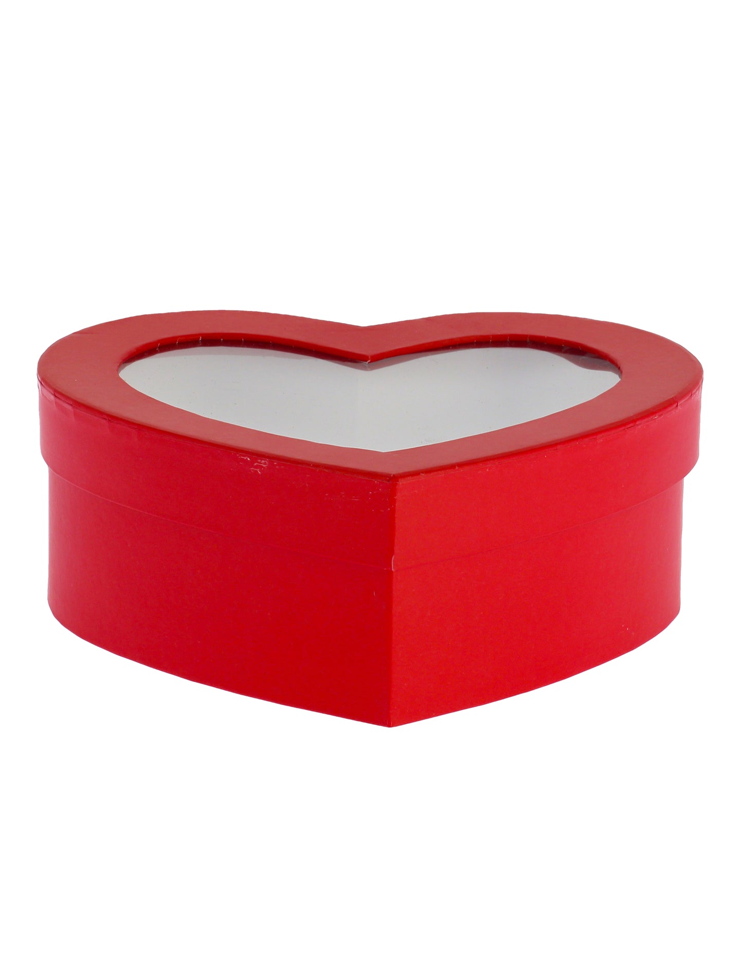 Červená kartonová krabička srdce s okénkem 19,5 x 15,5 cm
