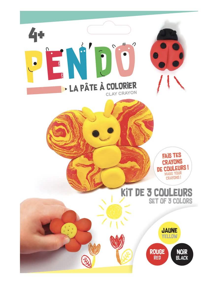 Boîte de pâte à tužky Pen'do nature pro dítě žlutá červená a černá