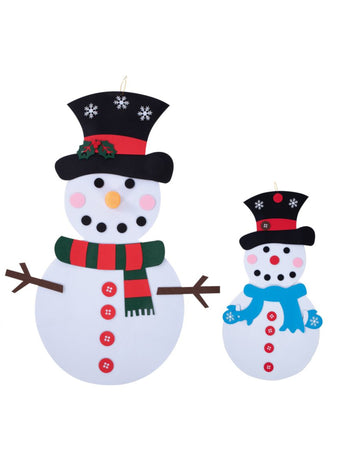 Sněhulák s dekoracemi k zavěšení 50 x 98 cm v plsti