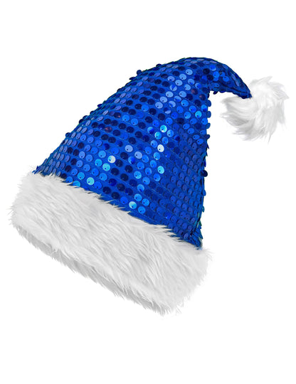 Modrá flitrovaná vánoční čepice pro dospělé