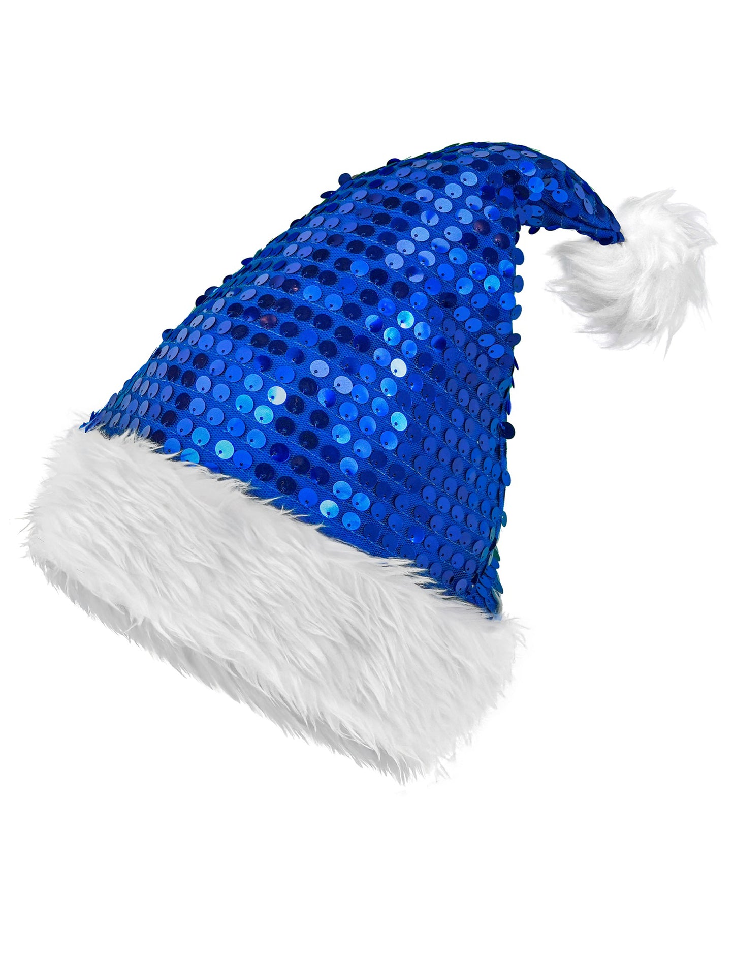 Modrá flitrovaná vánoční čepice pro dospělé