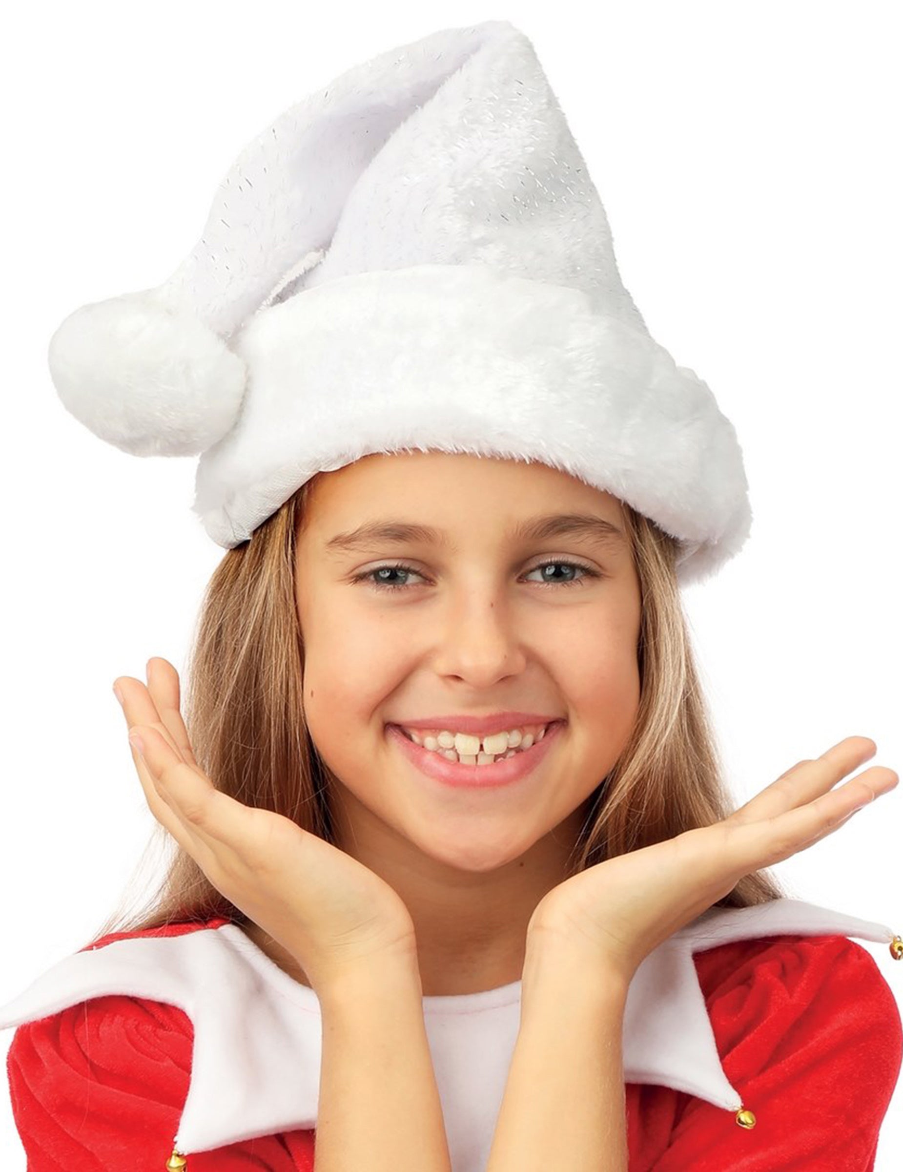 Bonnet de Père Noël pour enfant blanc et argent