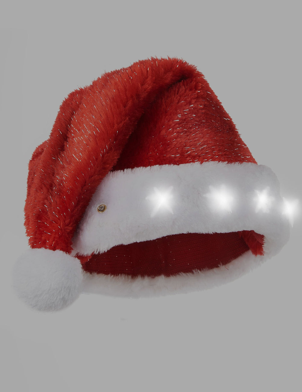 Détail de l'effet lumineux sur le bord du bonnet de Père Noël