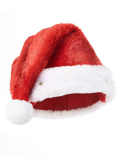 Santa Claus-Mütze leuchtend für Erwachsene weiss-rot