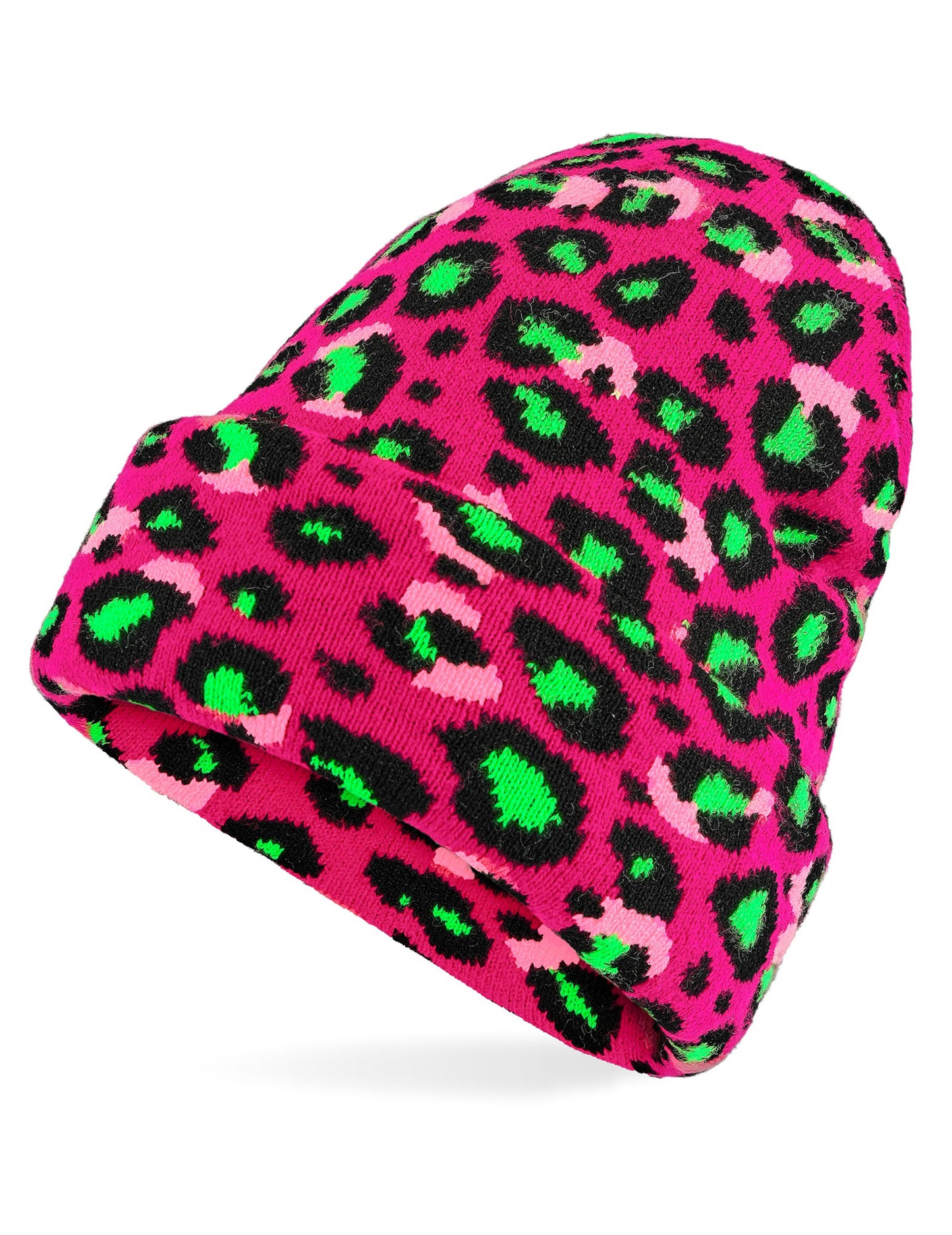 Ružovo-zelená neónová leopardia čiapka pre dospelých