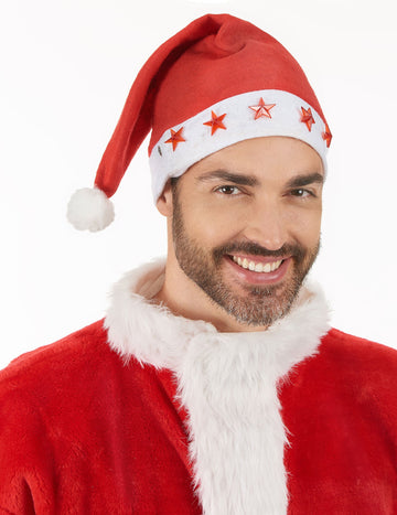 Weihnachtsmütze leuchtend Nikolaus rot-weiss