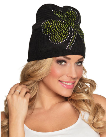 Bonnet Saint Patrick pour adulte noir avec trèfle vert brillant