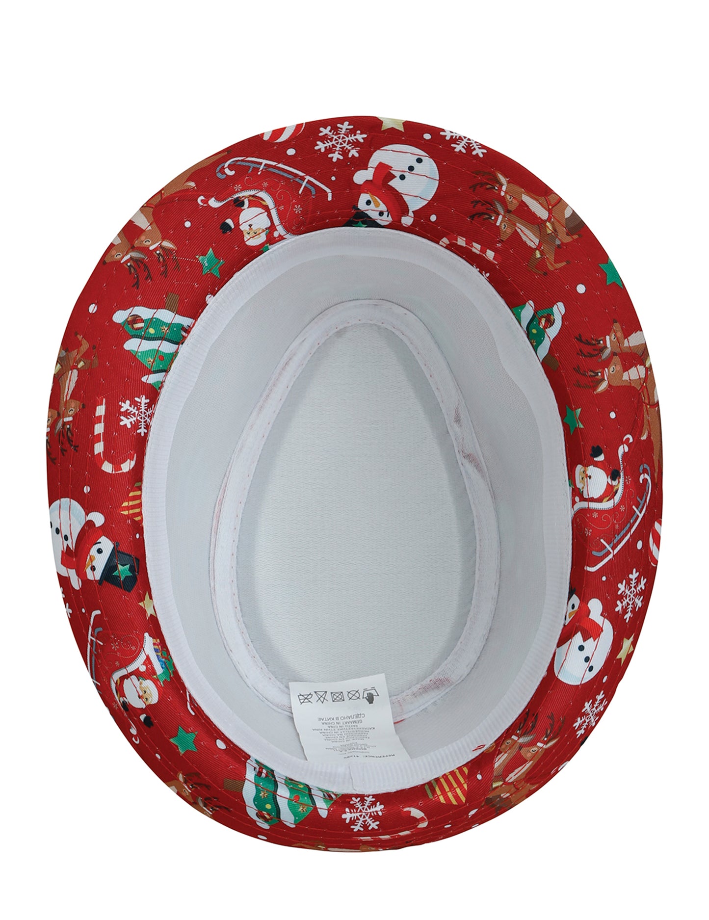 Vue de l'intérieur du Borsalino à motifs de Noël pour adulte