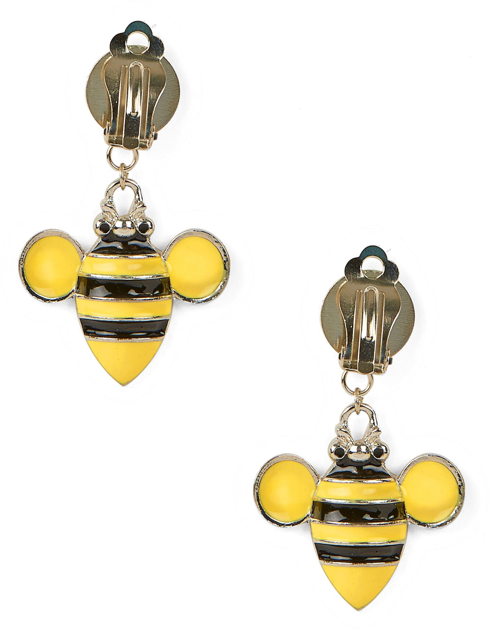 Boucles d'oreilles abeille pour adulte jaunes et noires à clip