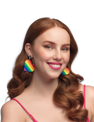 Náušnice s duhovým srdíčkem