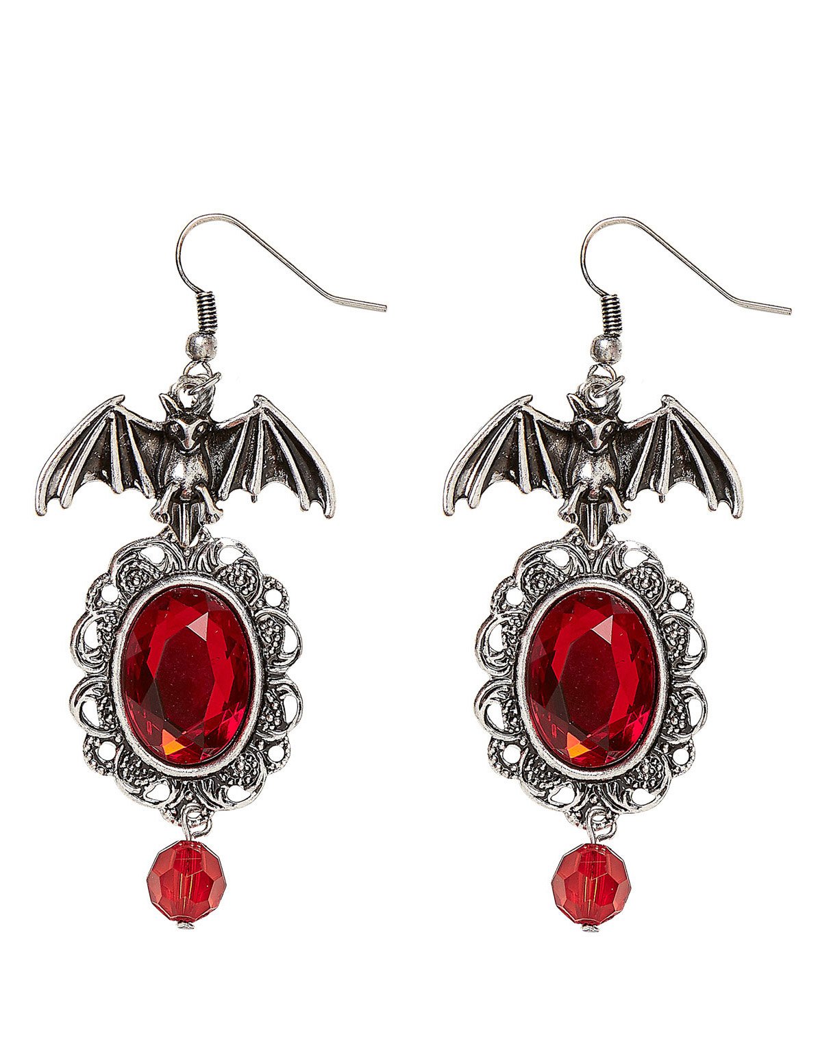 Dámské náušnice s červeným gotickým netopýrem pro Halloween