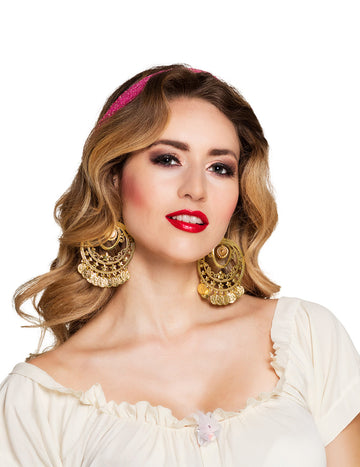 Boucles d'oreilles danseuse orientale pour femme dorées