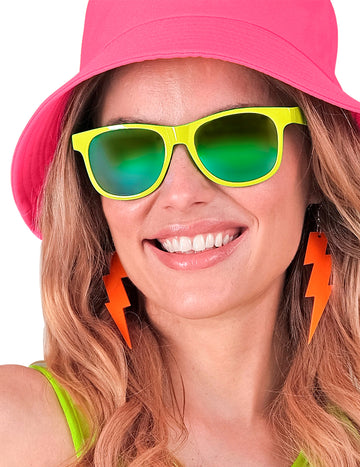 Neonovo oranžové náušnice s bleskem