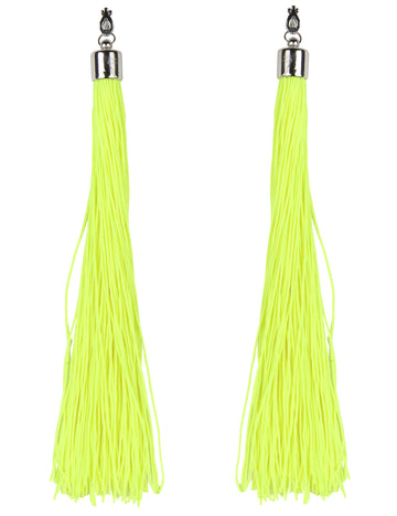 Fluoreszierende Ohrringe mit Fransen neongelb