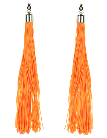 Fluoreszierende Ohrringe mit Fransen orange