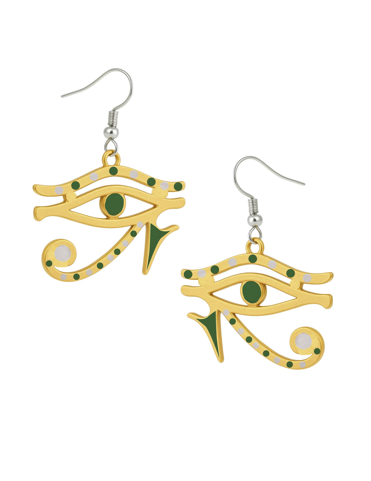 Détail de la paire de boucles d'oreilles œil d'Horus