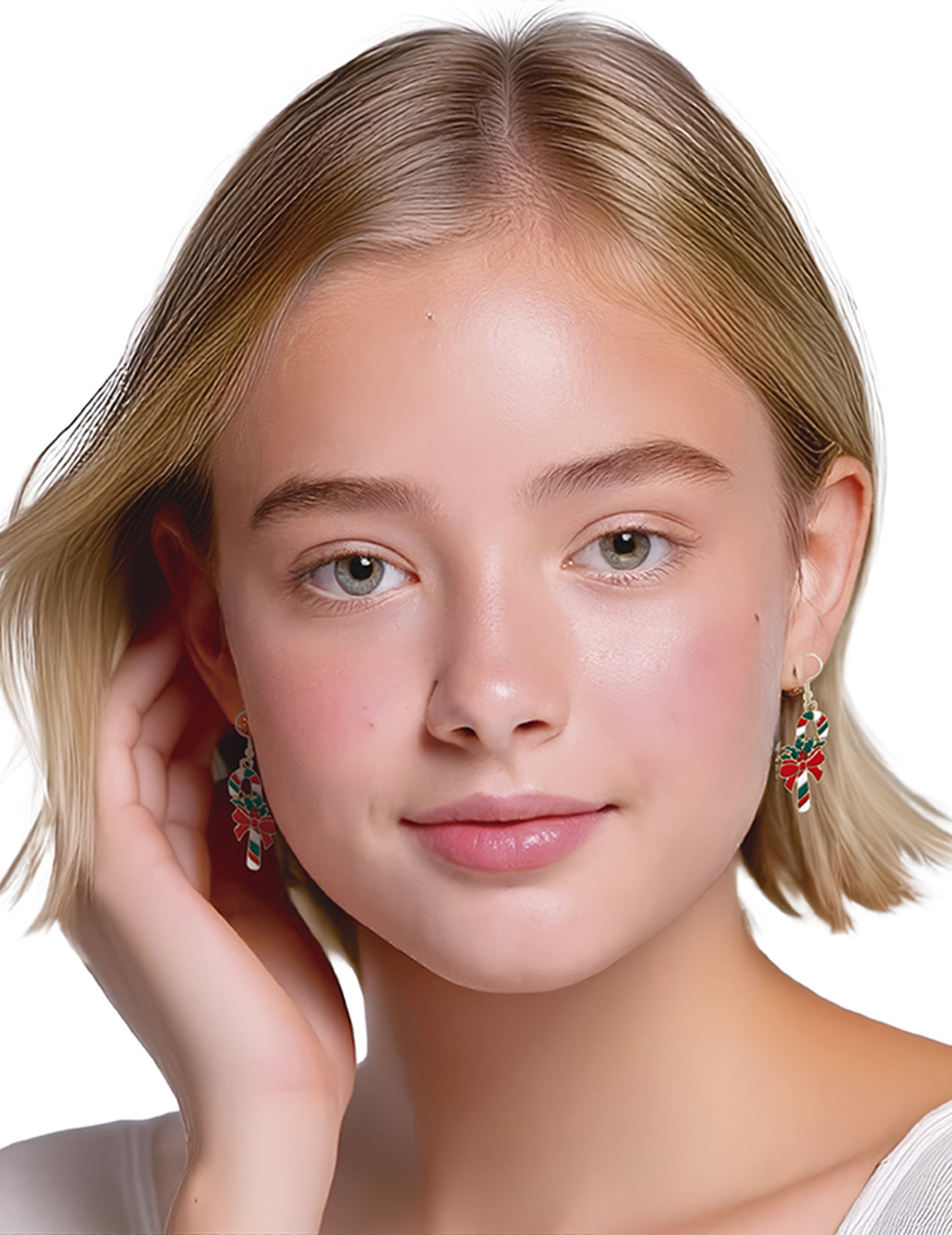 Vánoční kovové náušnice s cukrovou hůlkou